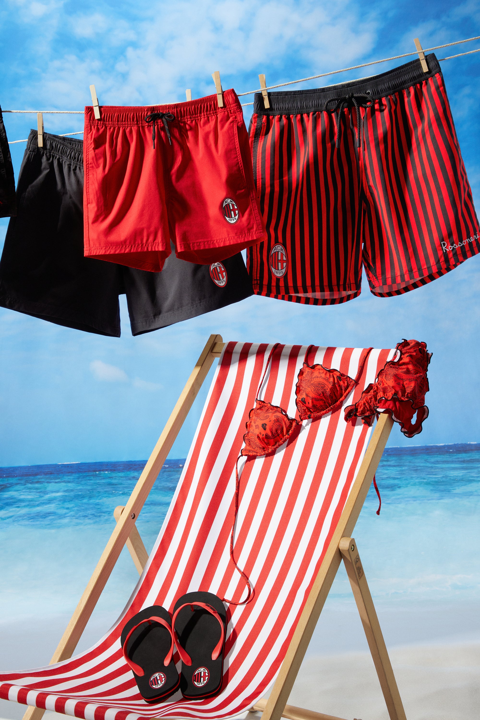 Costumi e accessori mare AC Milan con mare