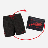 BUNDLE SWIM SHORTS WITH LOGO AND STADIUM PATTERN + BLACK POUCH MC2 SAINT BARTH X AC MILAN