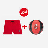 BUNDLE RED KIDS' SWIM SHORTS + BEACHBALL AC MILAN