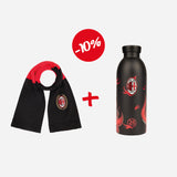 BUNDLE SCARF WITH LOGO AND THICK STRIPES + AC MILAN X 24BOTTLES BOTTLE WITH FLAMES