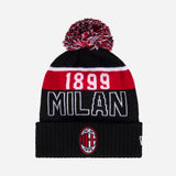 NEW ERA X AC MILAN BLACK AND RED BEANIE WITH POMPOM