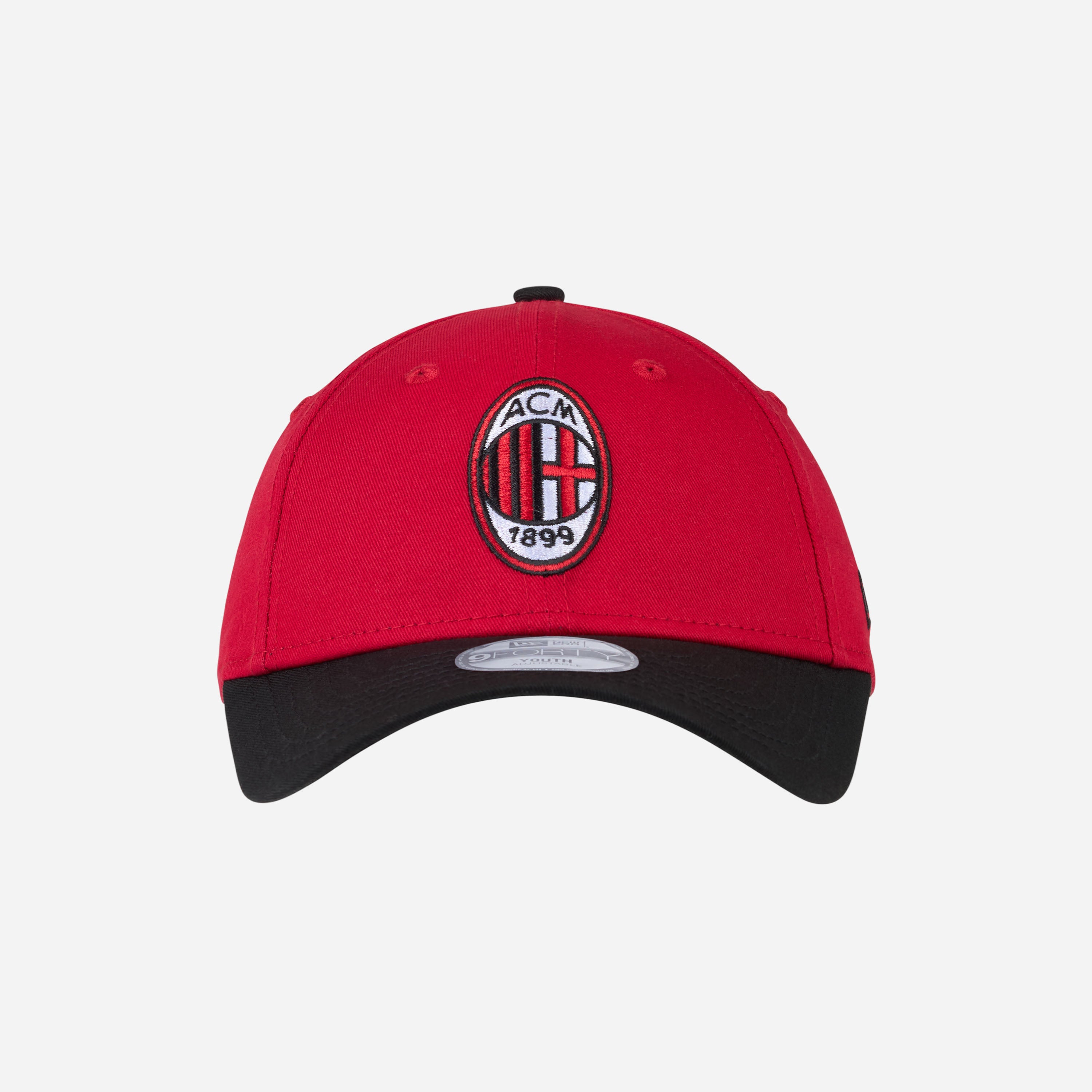 9FORTY® NEW ERA X AC MILAN KIDS RED AND BLACK CAP WITH LOGO