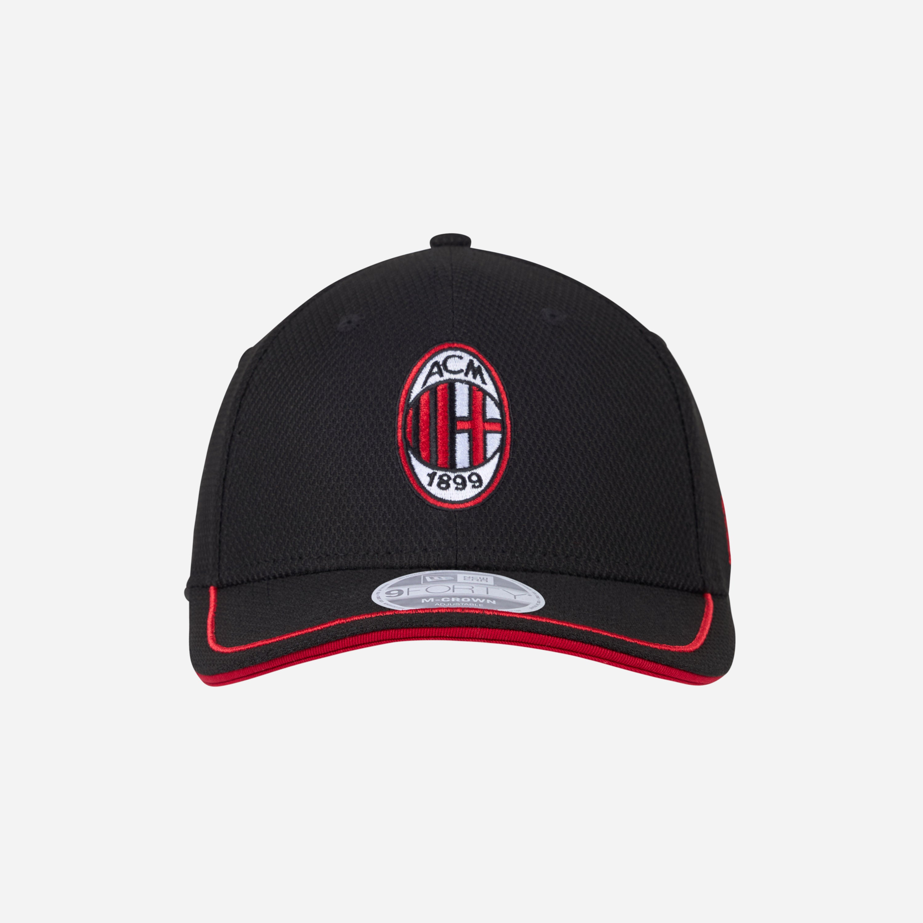 9FORTY NEW ERA X AC MILAN BLACK CAP WITH EMBROIDERED LOGO