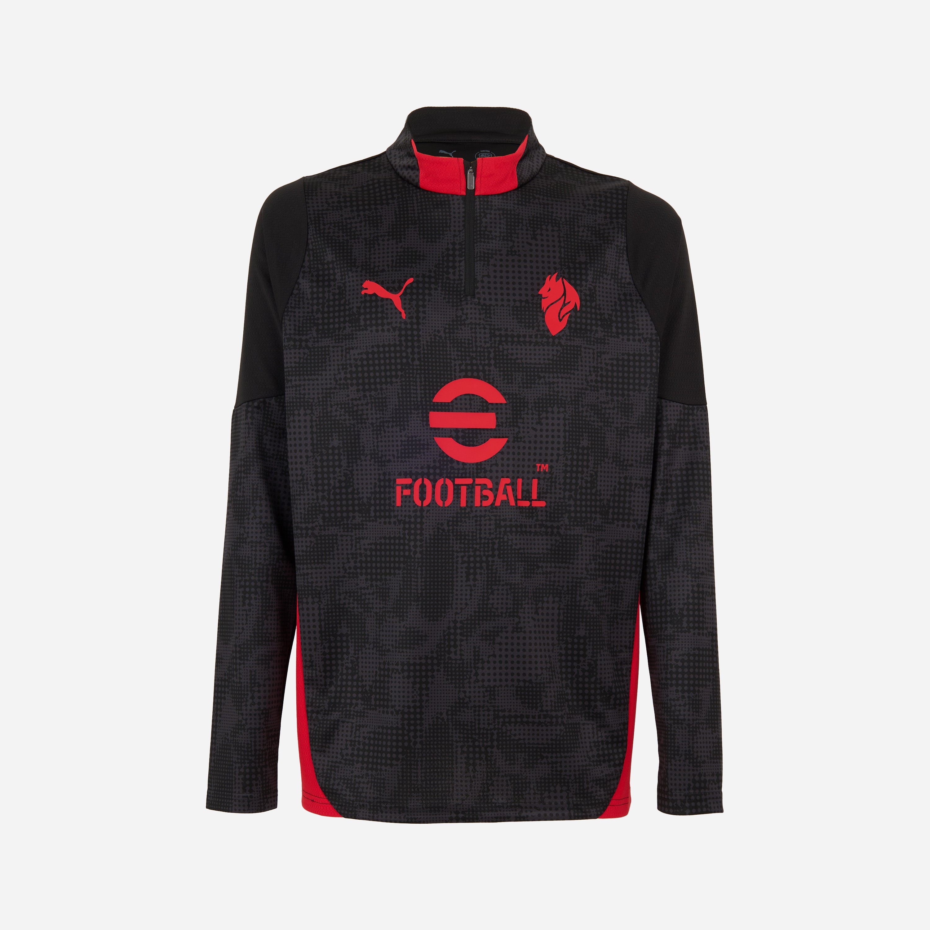 MAGLIA NERA MILAN TRAINING 1/4 ZIP A MANICA LUNGA 2025/26