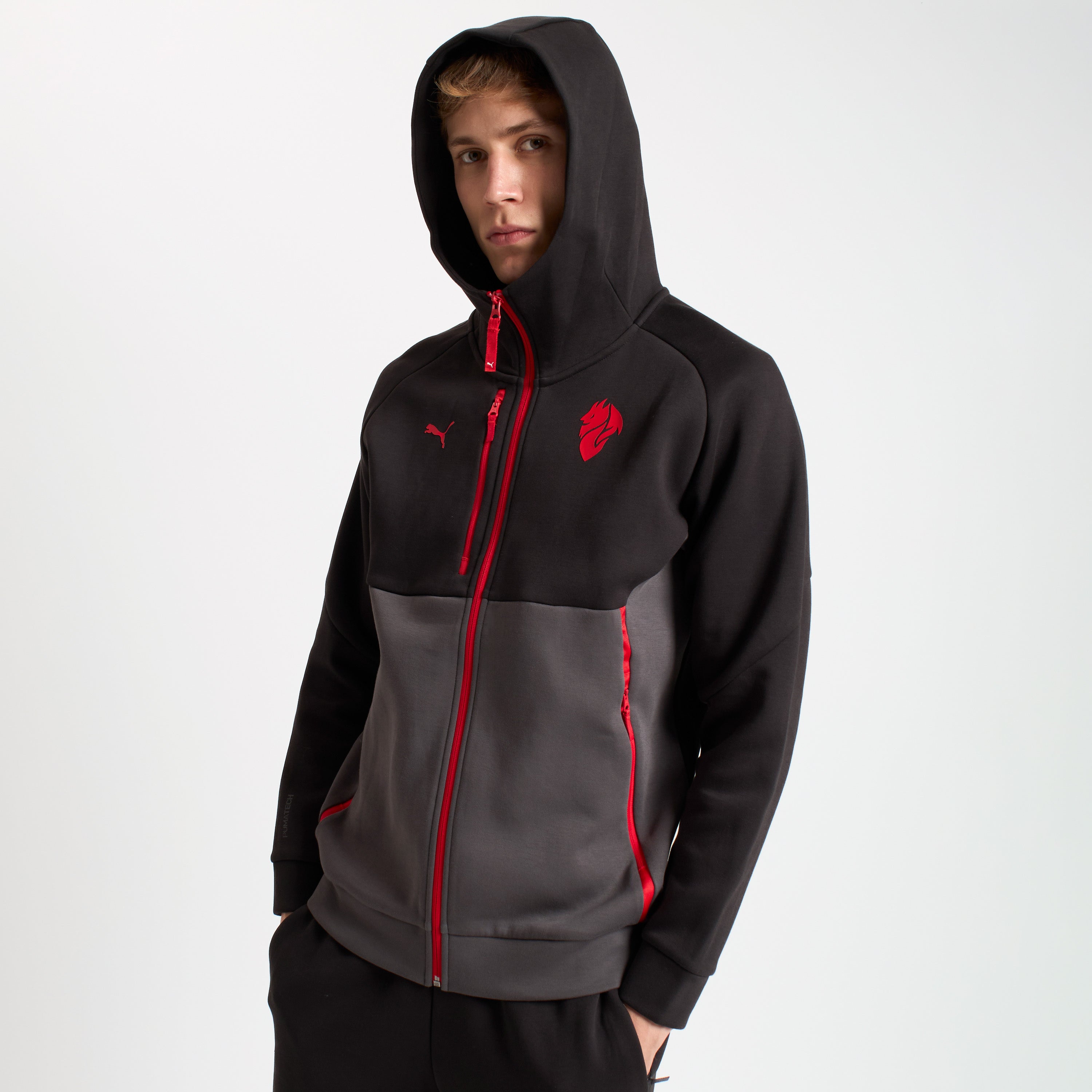 MILAN PUMATECH 2025/26 BLACK JACKET WITH ZIPPER AND HOOD