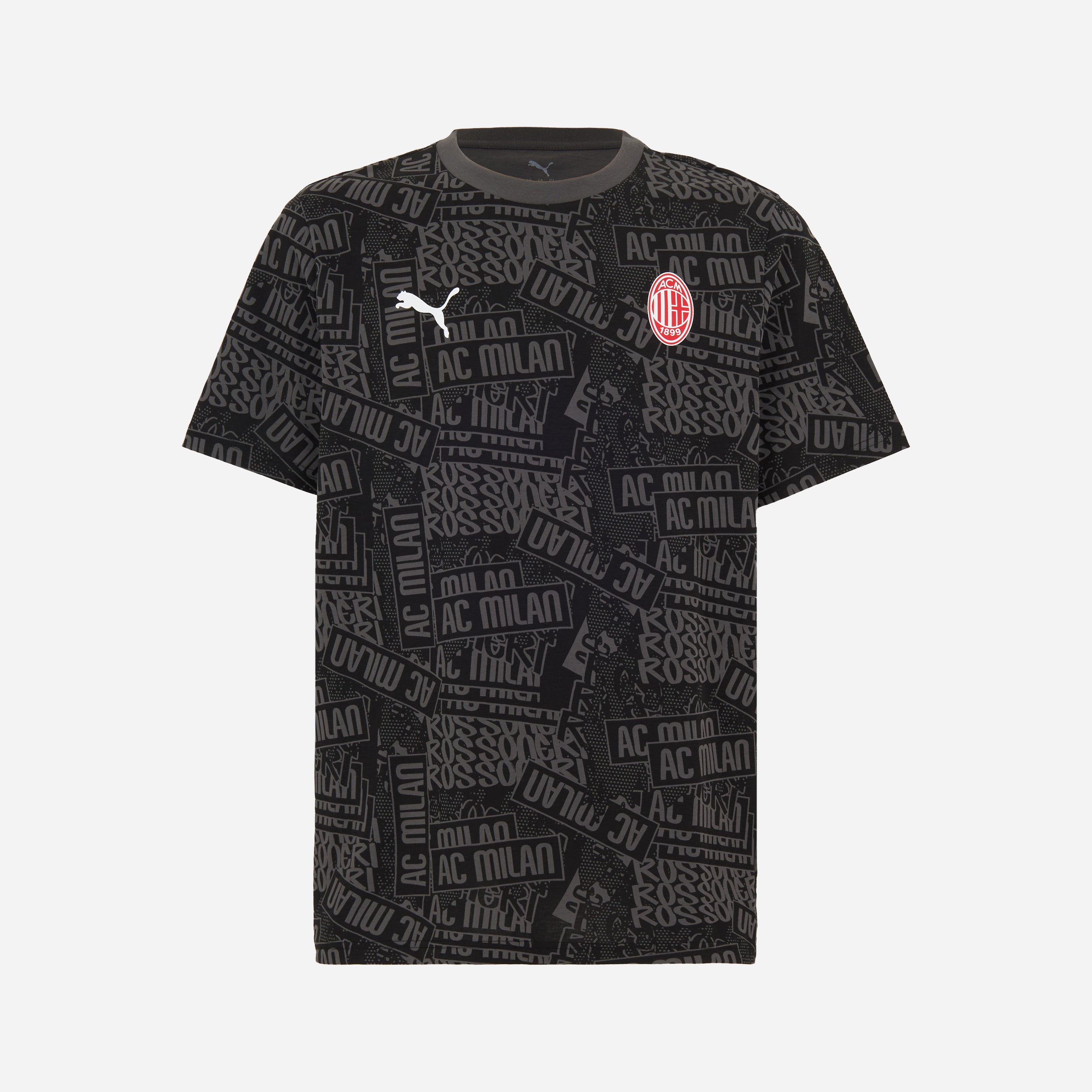 AC MILAN BLACK T-SHIRT WITH GRAPHIC CULTURE COLLECTION