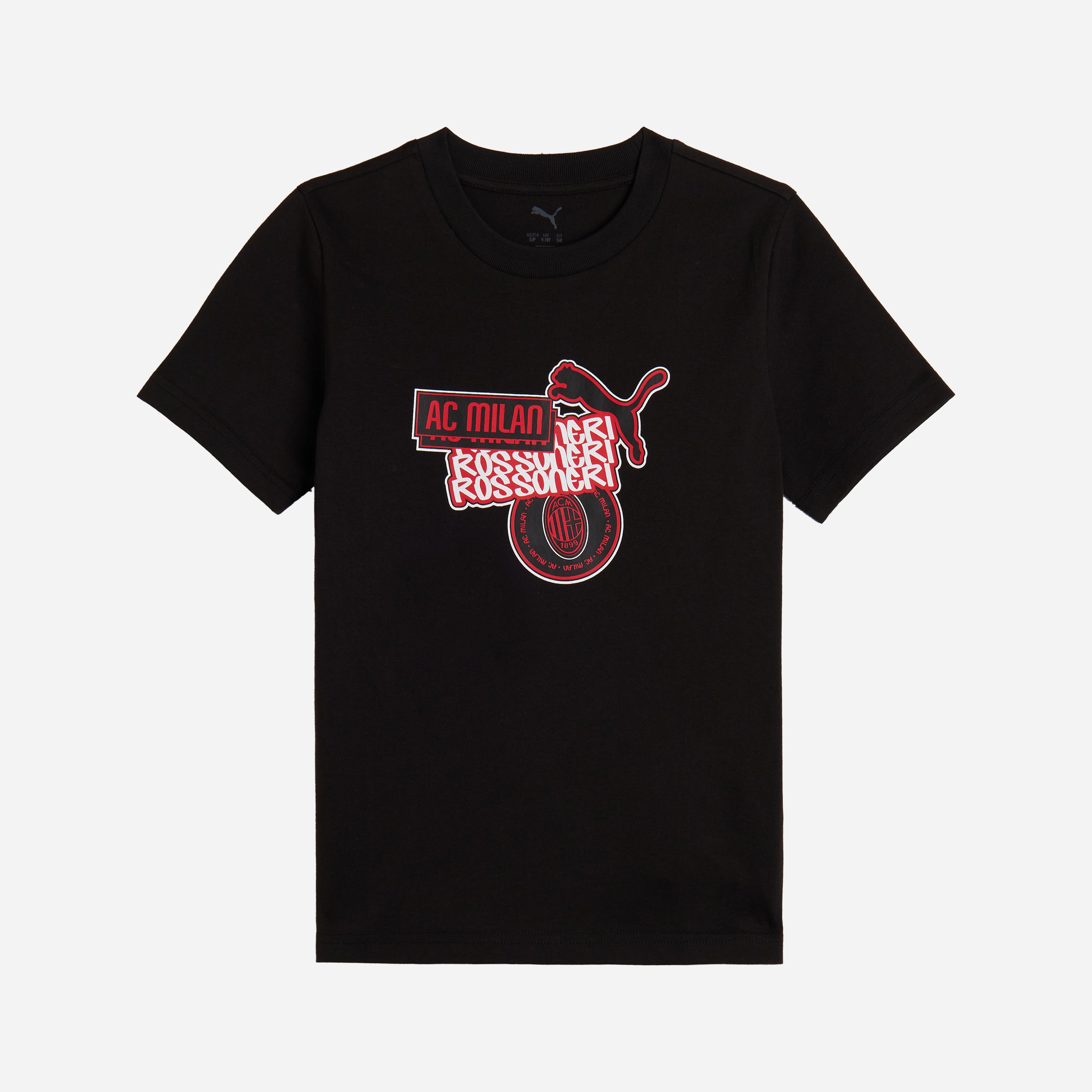 AC MILAN BLACK KIDS T-SHIRT WITH ROSSONERI GRAPHIC CULTURE COLLECTION