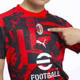 MILAN PREMATCH 2026/27 KIDS' RED AND BLACK T-SHIRT