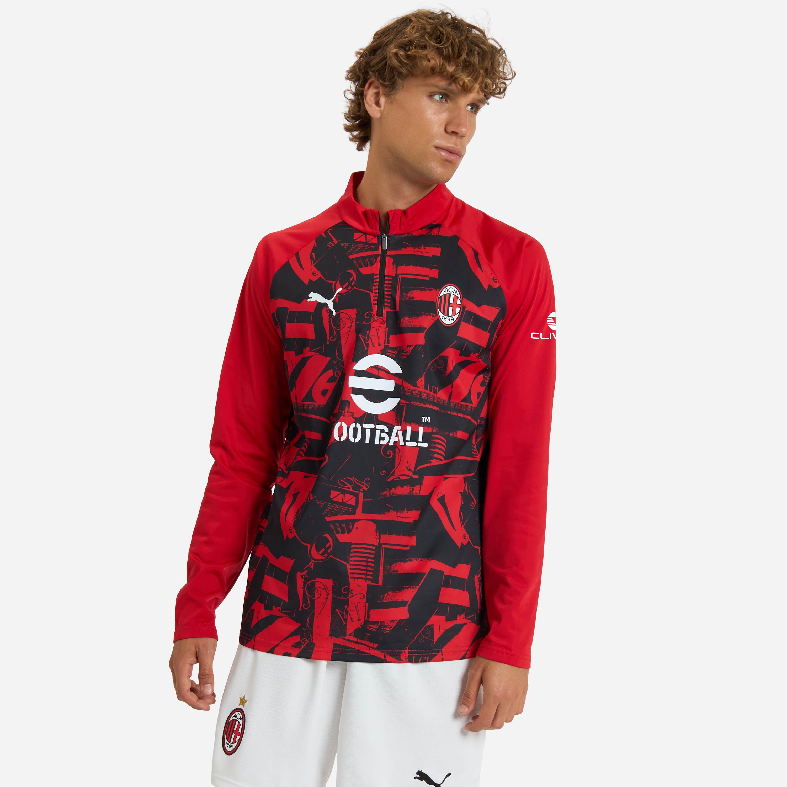 MILAN PREMATCH 2026/27 RED AND BLACK 1/4 ZIP TOP