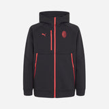 FELPA GRIGIA SCURA MILAN PUMATECH 2026/27 CON ZIP E CAPPUCCIO