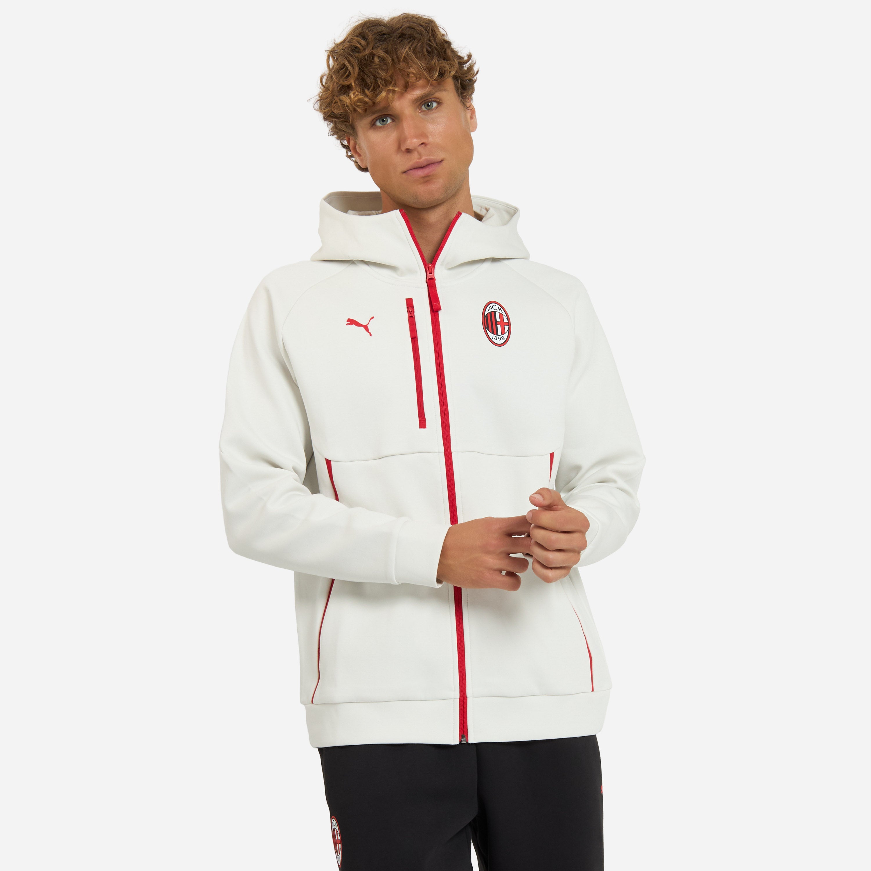 MILAN PUMATECH 2026/27 WHITE JACKET WITH ZIPPER AND HOOD