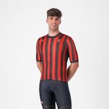 CASTELLI X AC MILAN RED AND BLACK STRIPED CYCLING JERSEY