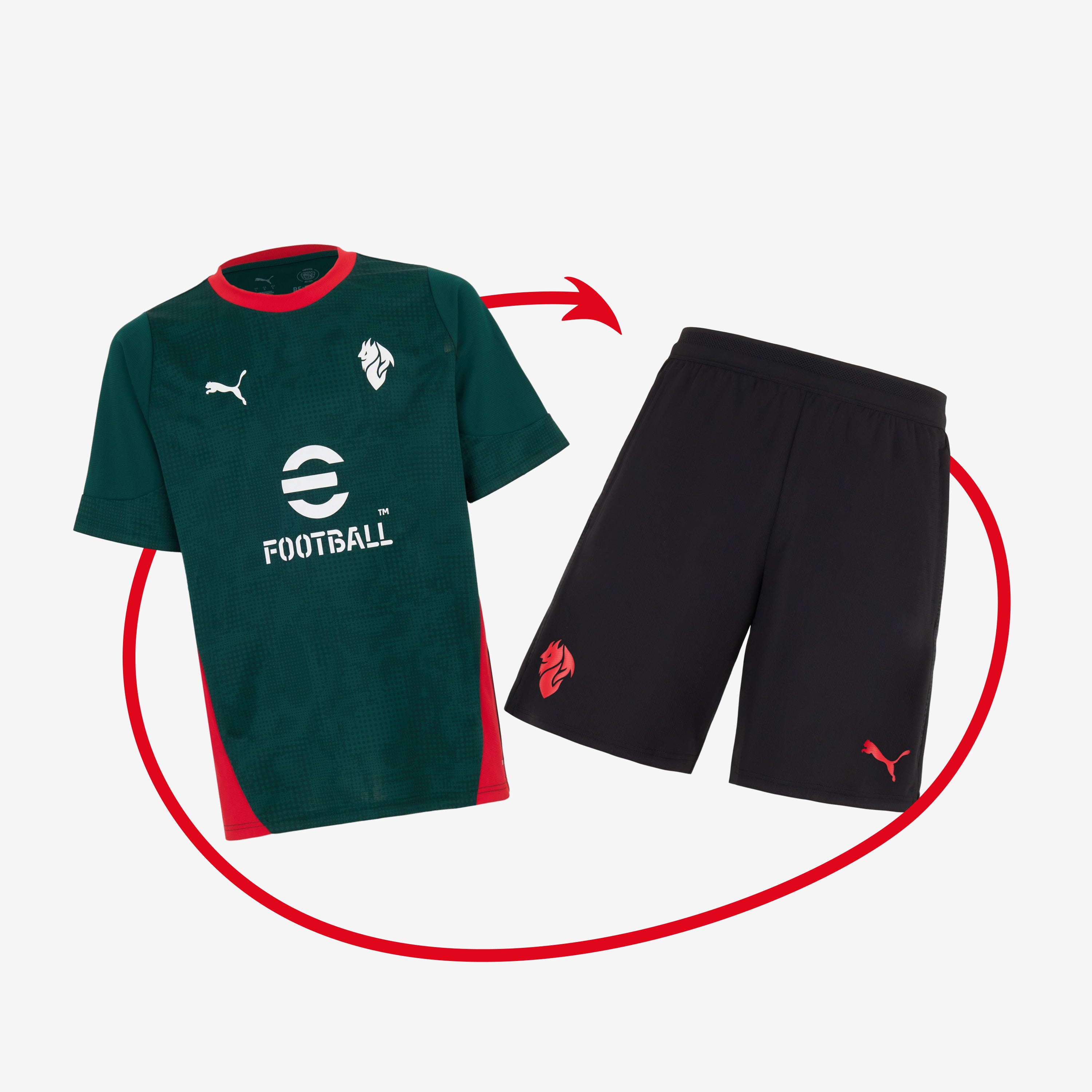 BUNDLE GREEN JERSEY + BLACK SHORTS MILAN TRAINING 2025/26