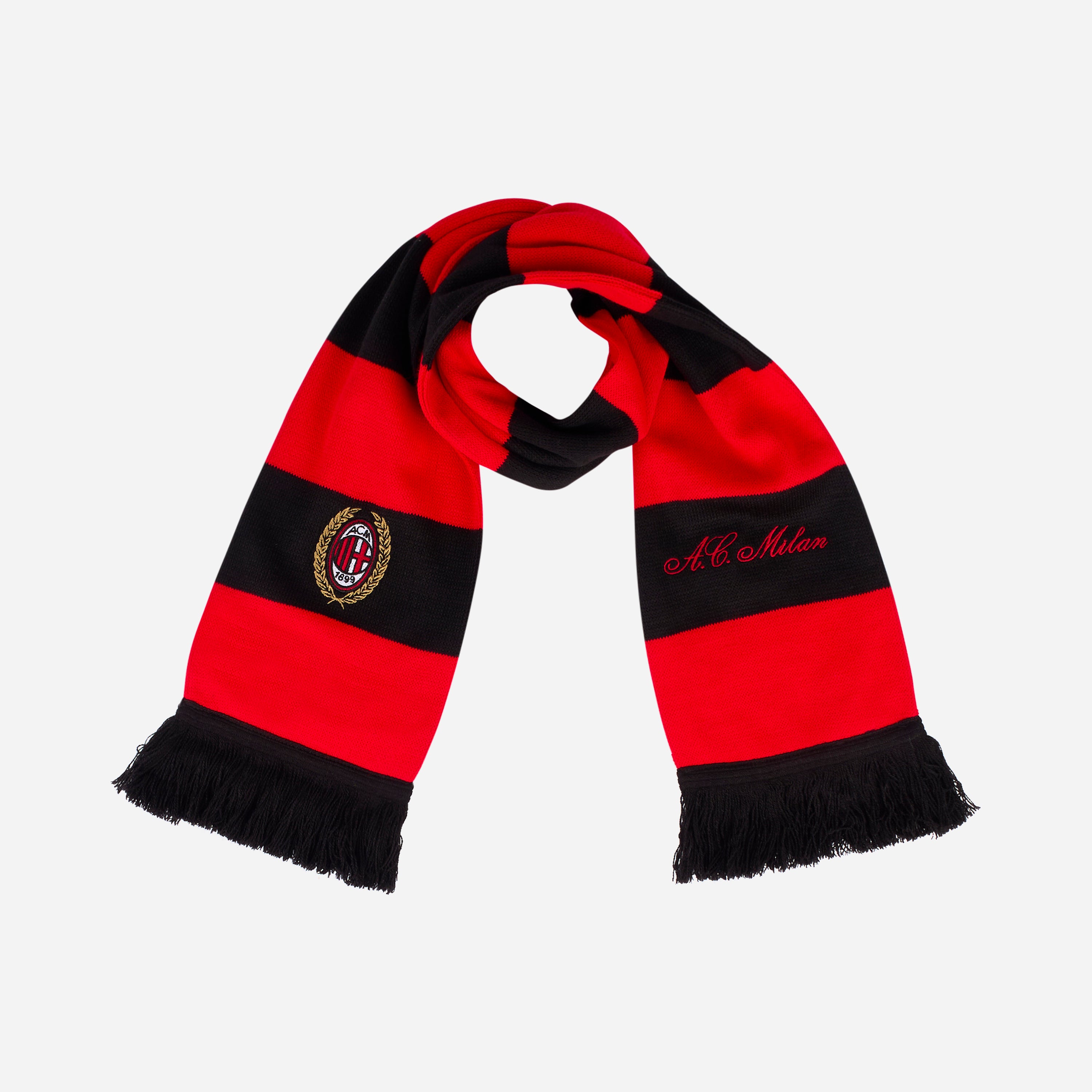 AC MILAN STRIPED SCARF WITH EMBROIDERY