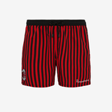 BUNDLE SWIM SHORTS WITH RED AND BLACK STRIPES + BLACK AND RED STRIPED POUCH MC2 SAINT BARTH X AC MILAN