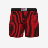 MC2 SAINT BARTH X AC MILAN SWIM SHORTS WITH RED AND BLACK STRIPES