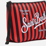 MC2 SAINT BARTH X AC MILAN BLACK AND RED STRIPED POUCH
