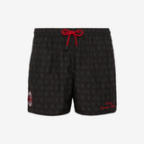 BUNDLE SWIM SHORTS WITH LOGO AND STADIUM PATTERN + BLACK POUCH MC2 SAINT BARTH X AC MILAN