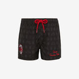 MC2 SAINT BARTH X AC MILAN KIDS' SWIM SHORTS WITH LOGO AND STADIUM PATTERN