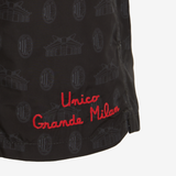 MC2 SAINT BARTH X AC MILAN KIDS' SWIM SHORTS WITH LOGO AND STADIUM PATTERN