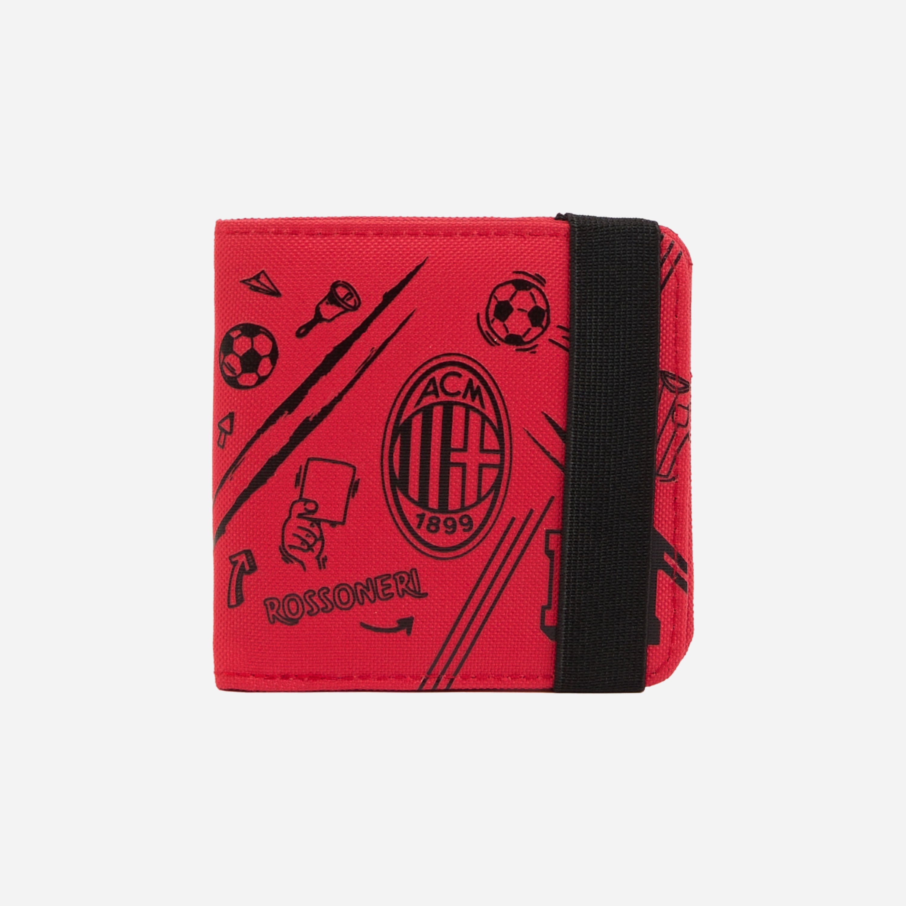 Seven Milan Portafoglio Con Elastico Nero: Scomparti Per Tessere, Contanti E Monete - Accessorio Ufficiale Per Ragazzi