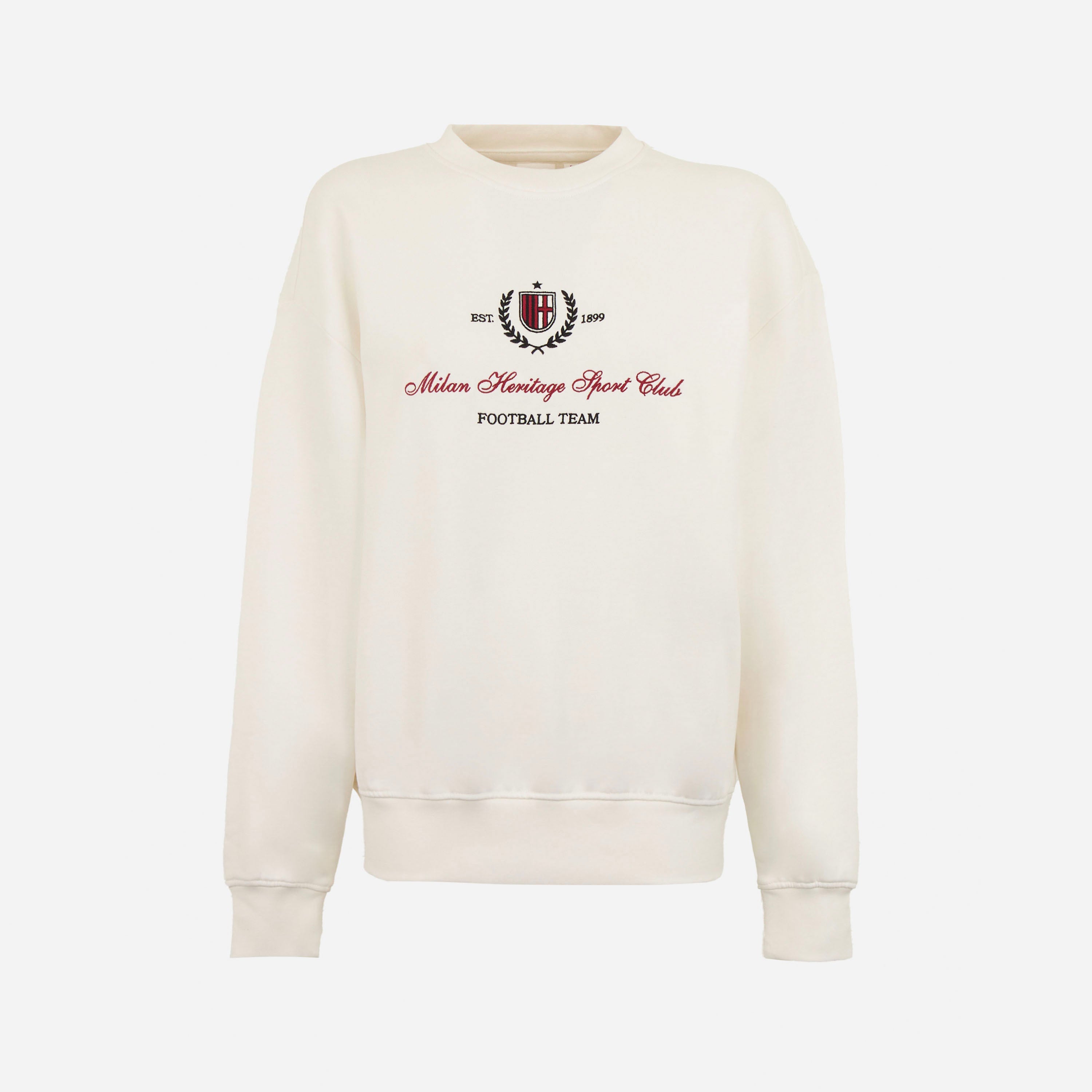 AC MILAN WOMEN'S WHITE SWEATSHIRT WITH EMBROIDERY