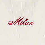 AC MILAN WOMEN'S WHITE CROP TOP WITH EMBROIDERY