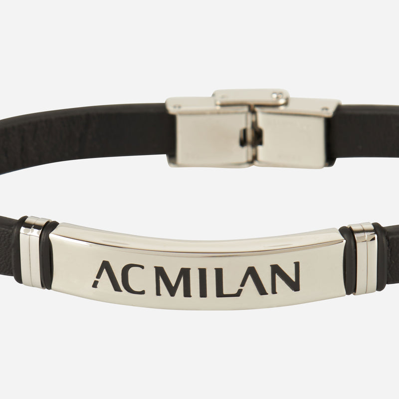 AC MILAN LEATHER BRACELET AND 316L STEEL PLATE
