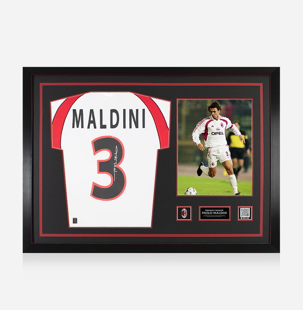 Maglia Home ufficiale Maldini firmata e incorniciata 2001-02