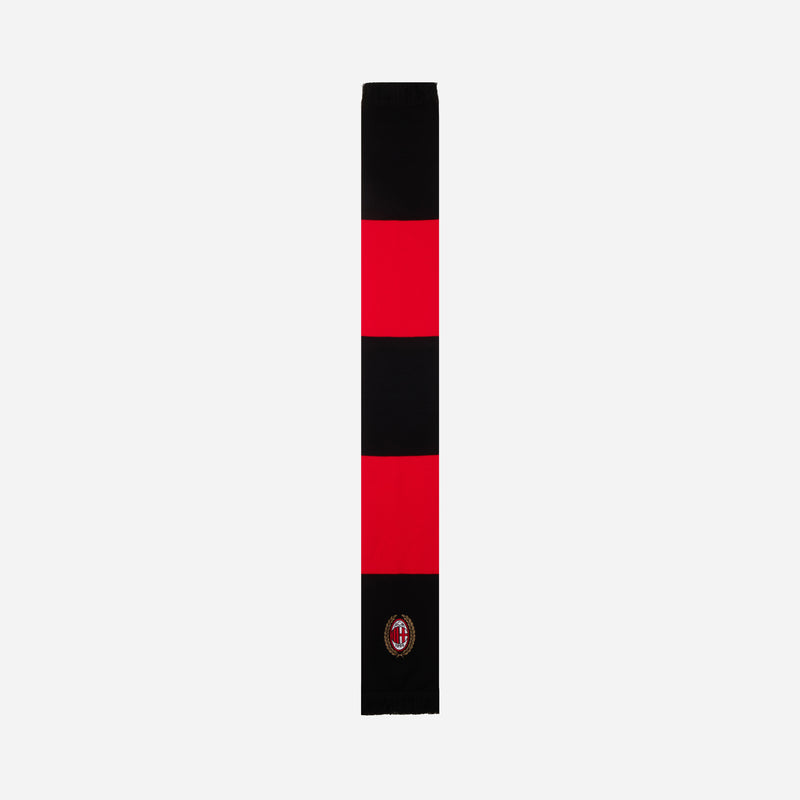 AC MILAN SCARF WITH LOGO AND THICK STRIPES
