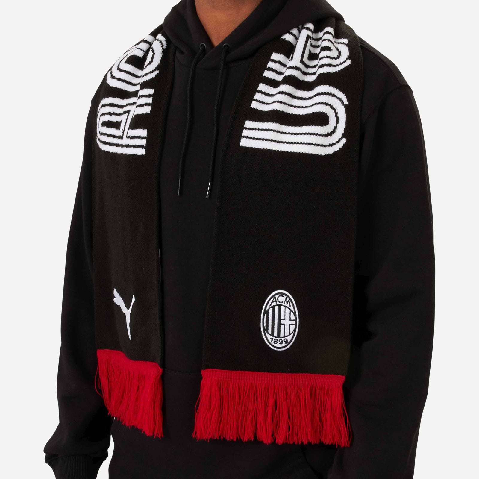 新品　AC Milan adidas スカーフ フリンジ付き 黒/赤 サッカー マフラー ストール ミラン| ヴィテージ古着屋Feeet