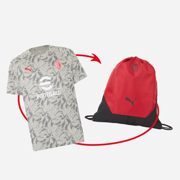 BUNDLE PREMATCH 2025/26 GREY T-SHIRT + RED AND BLACK GYM SACK