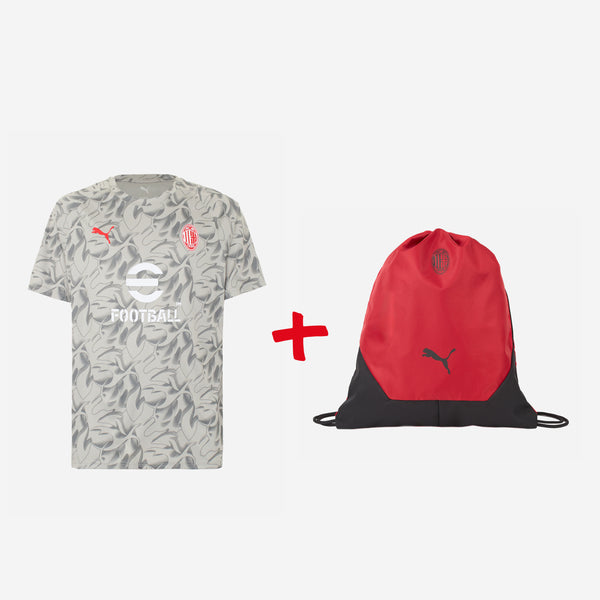 BUNDLE PREMATCH 2025/26 GREY T-SHIRT + RED AND BLACK GYM SACK
