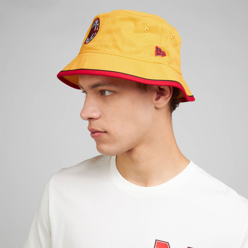 NEW ERA X AC MILAN YELLOW BUCKET HAT WITH LOGO