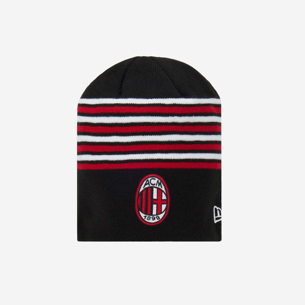 NEW ERA X AC MILAN BEANIE WITH LOGO AND STRIPES