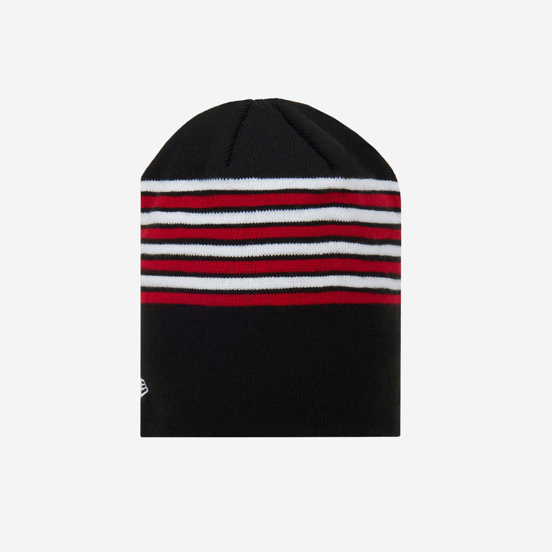 NEW ERA X AC MILAN BEANIE WITH LOGO AND STRIPES