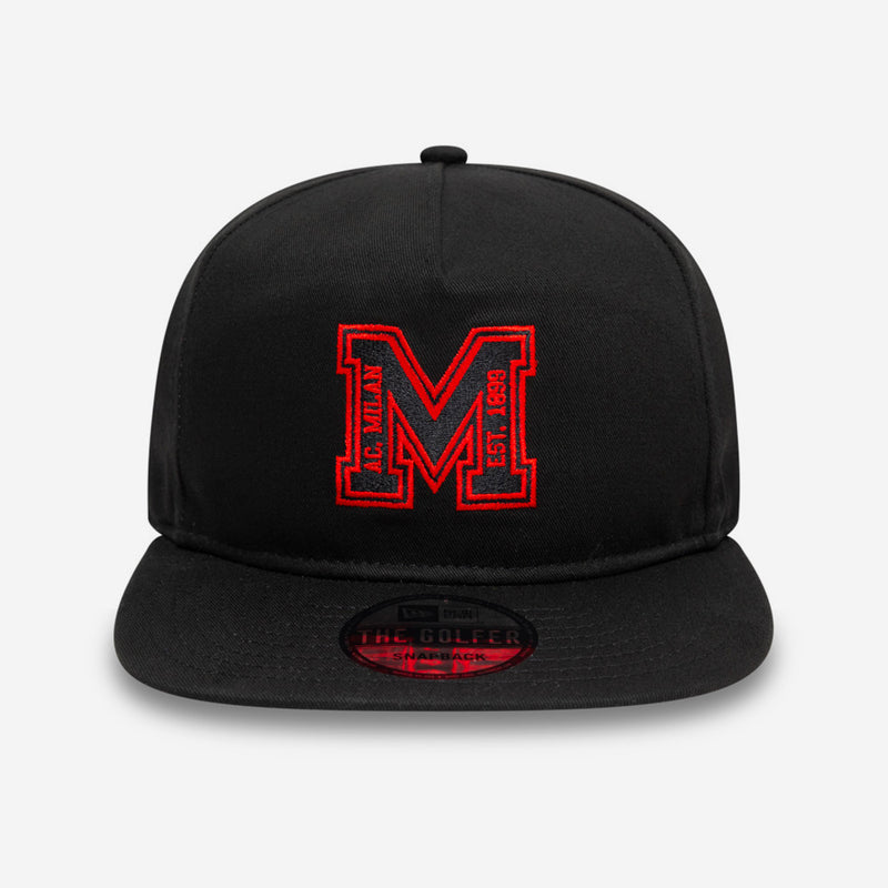 GOLFER NEW ERA X AC MILAN BLACK CAP WITH RED AND BLACK M