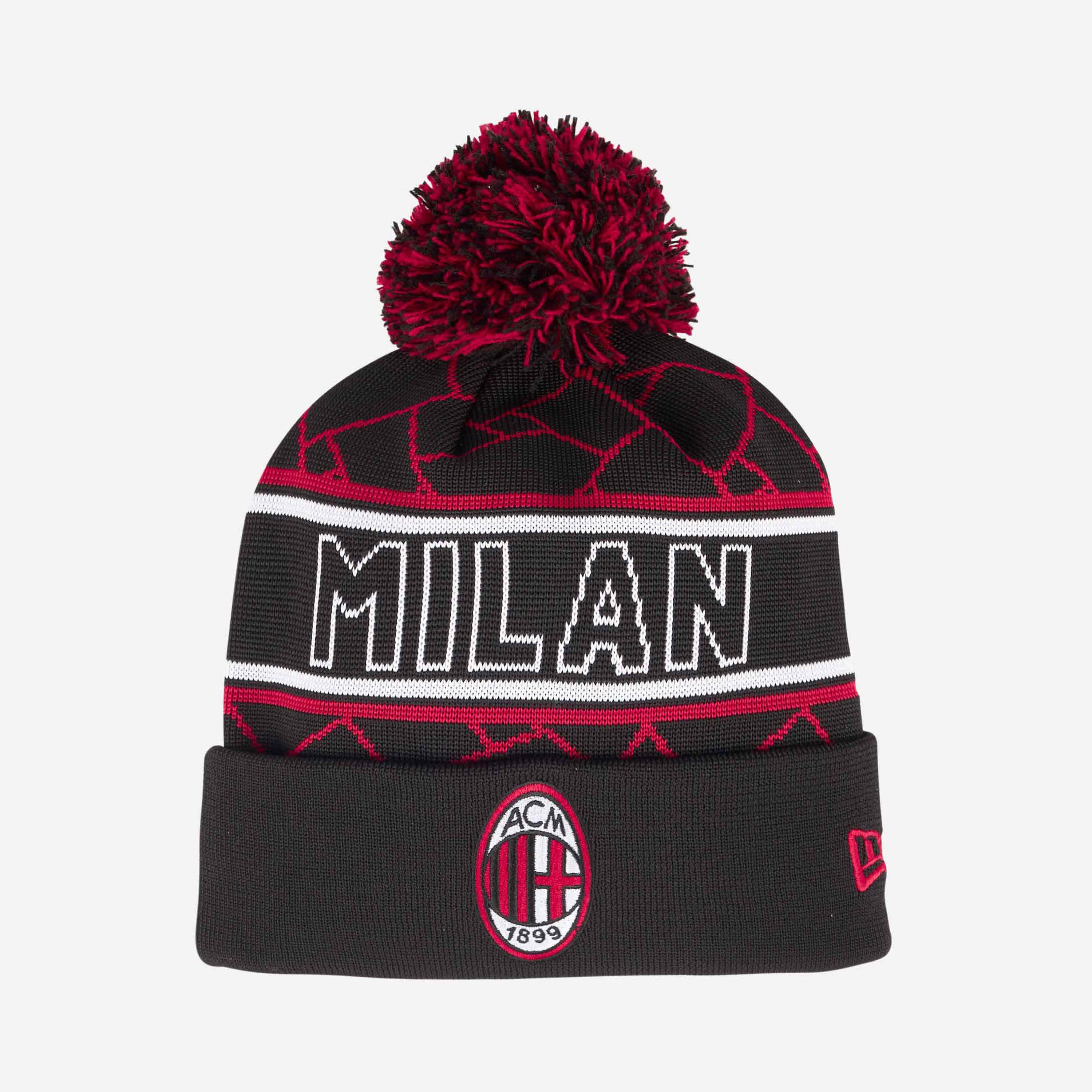 BERRETTO NEW ERA X AC MILAN NERO CON POMPOM