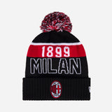 NEW ERA X AC MILAN BLACK AND RED BEANIE WITH POMPOM