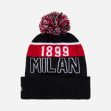 NEW ERA X AC MILAN BLACK AND RED BEANIE WITH POMPOM