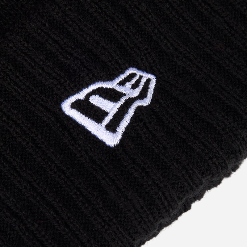 NEW ERA X AC MILAN BLACK AND RED BEANIE WITH POMPOM