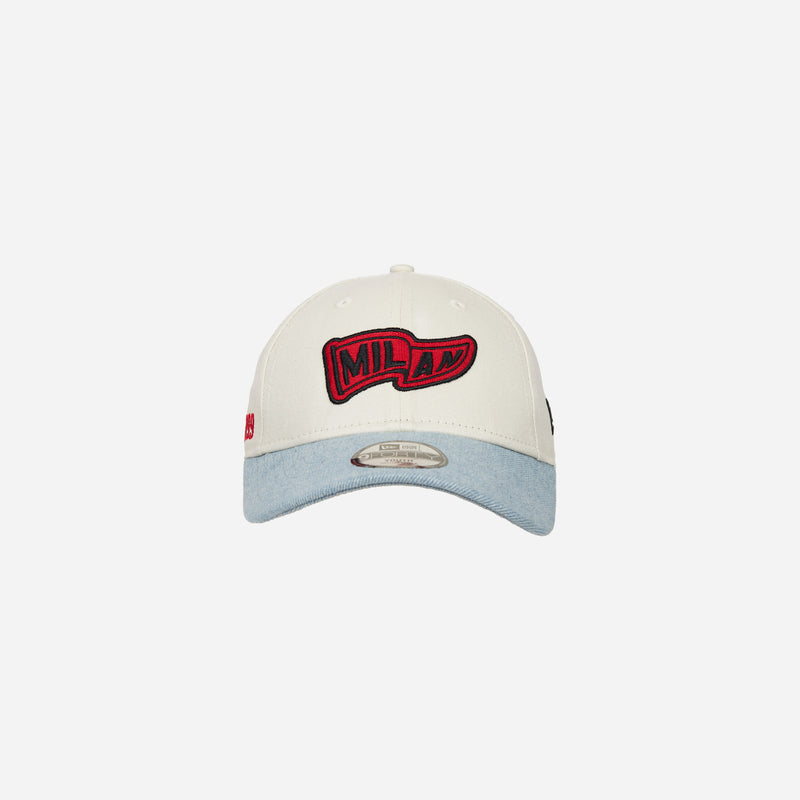 9FORTY® NEW ERA X AC MILAN KIDS WHITE CAP WITH DENIM VISOR