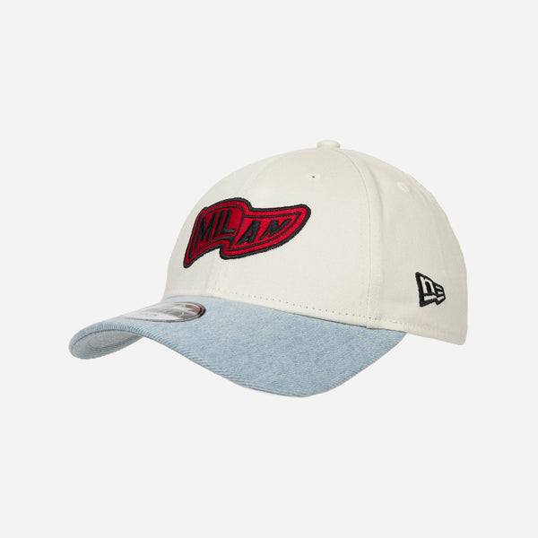 9FORTY® NEW ERA X AC MILAN YOUTH WHITE CAP WITH DENIM VISOR