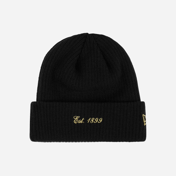 NEW ERA X AC MILAN BEANIE WITH GOLD EMBROIDERY