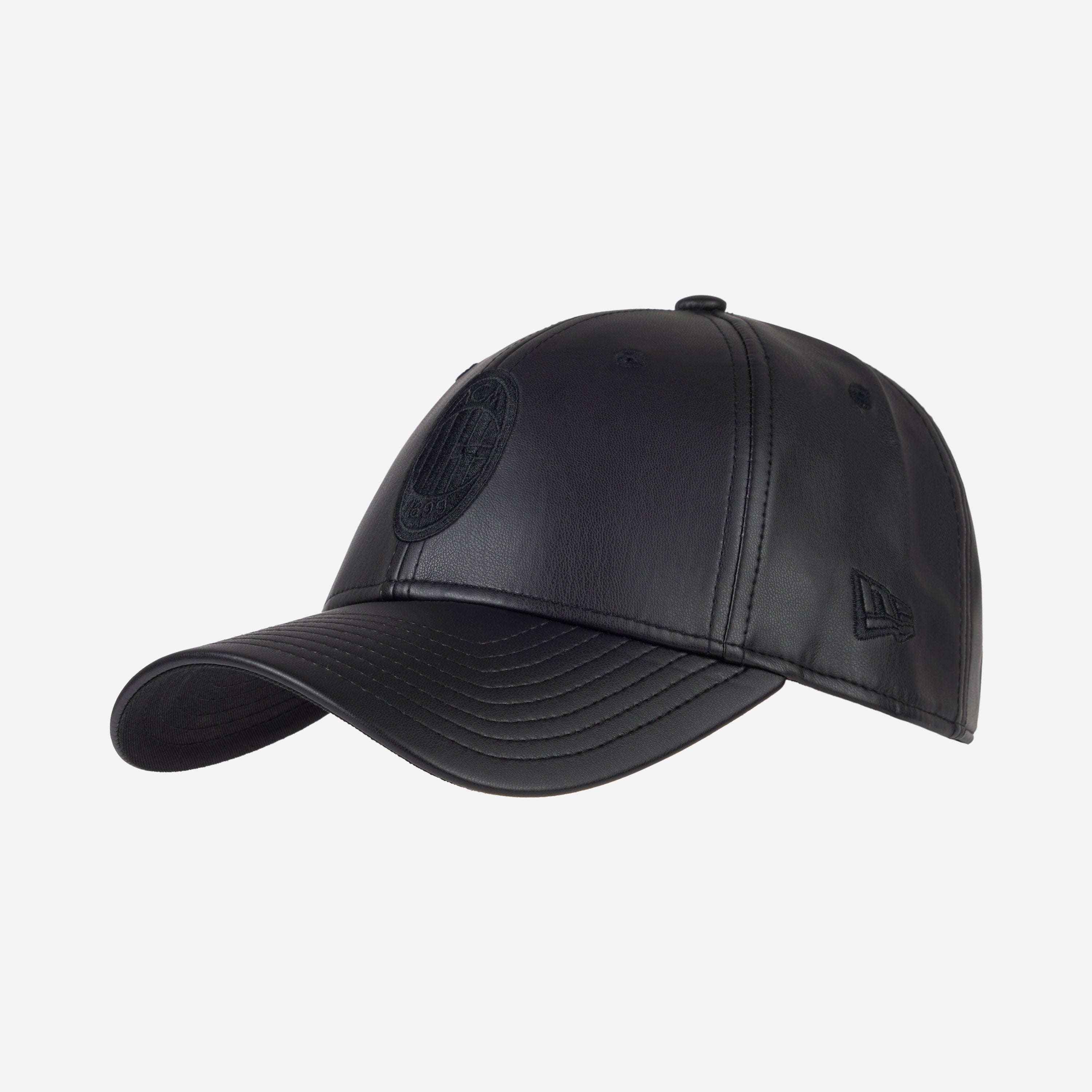9FORTY NEW ERA X AC MILAN BLACK FAUX LEATHER CAP