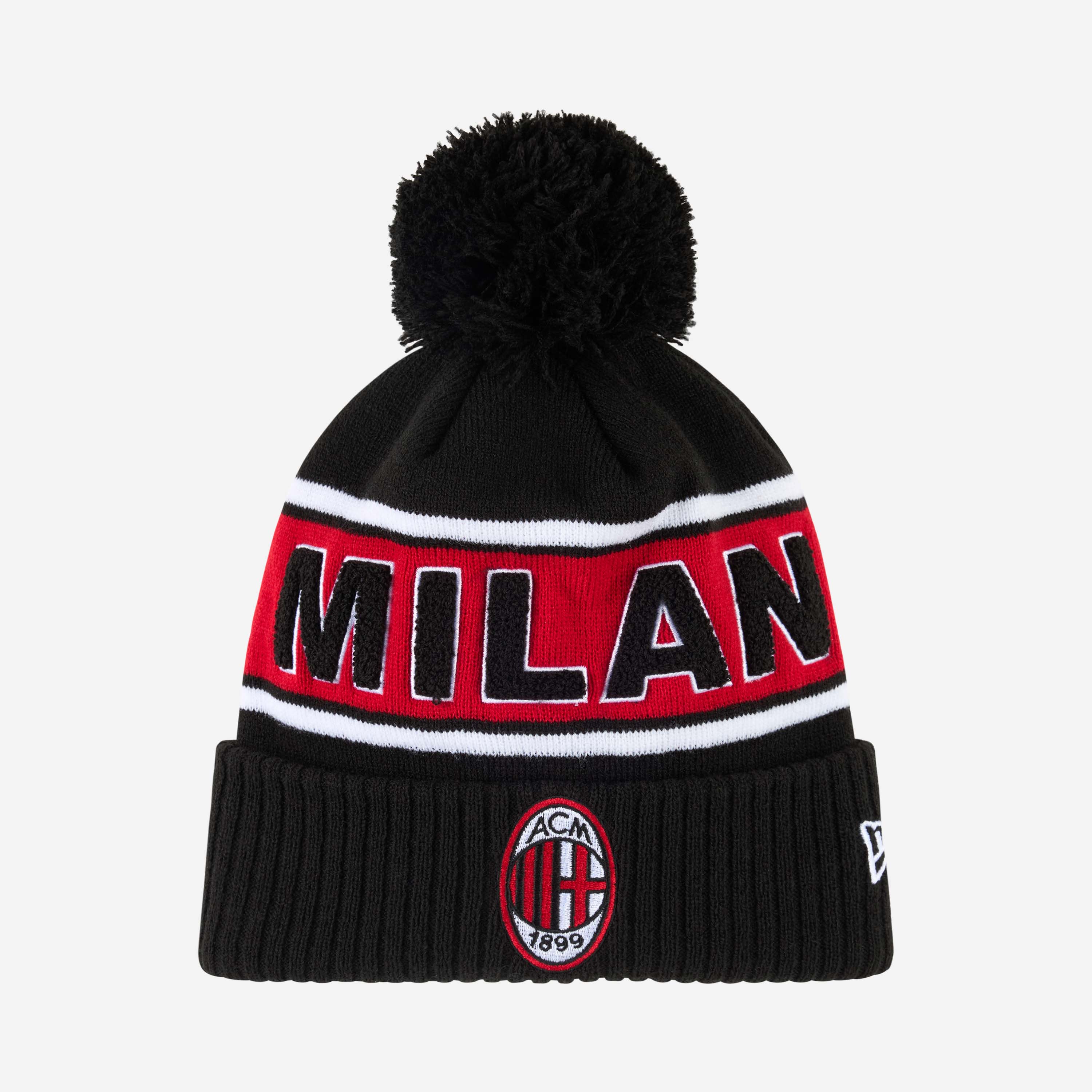 NEW ERA X AC MILAN BLACK POM-POM BEANIE