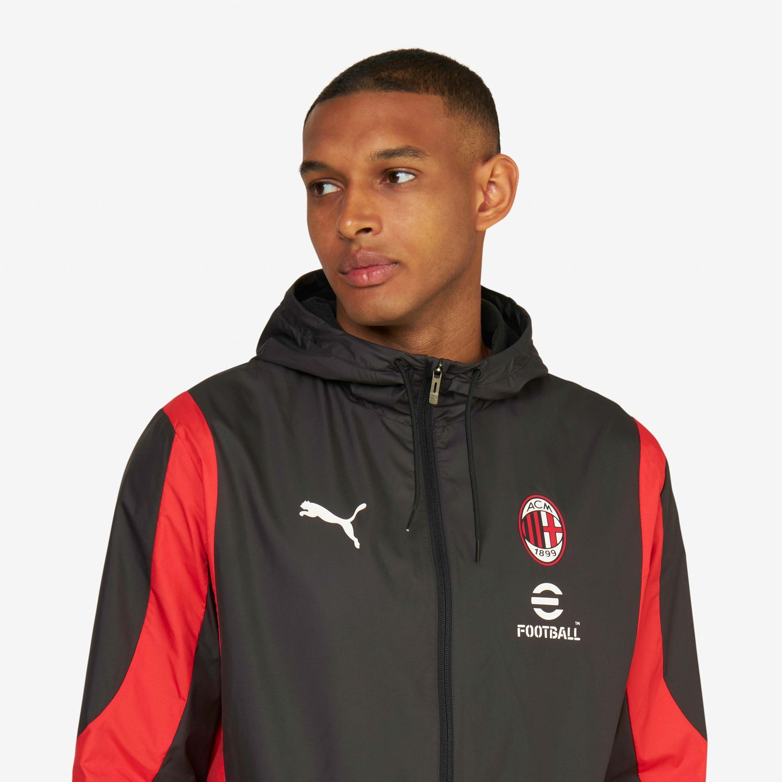 GIACCA MILAN PREMATCH 2023/24 CON ZIP E CAPPUCCIO AC Milan Store