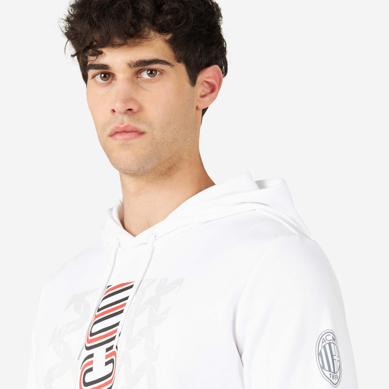 Sudadera Con Capucha AC Milan Oficial - Algodón Peinado, Tallas S A XXL Unisex, Logo En Relieve
