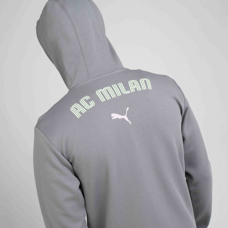 Felpa loose con cappuccio e zip in tessuto garzato di cotone - GRIGIO Felpa loose con cappuccio e zip in tessuto garzato di cotone - GRIGIO