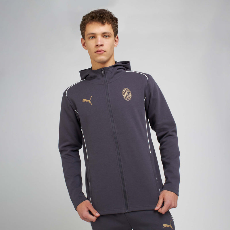 FELPA MILAN CASUALS 2024/25 CON ZIP E CAPPUCCIO